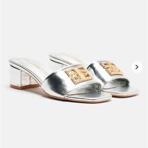 Fashion Nova Silver and Gold Mules with Modern Block Heel